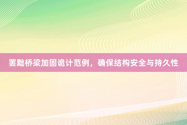 罢黜桥梁加固诡计范例，确保结构安全与持久性